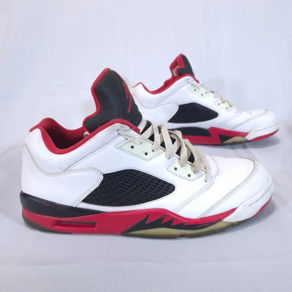 Air Jordan 5 Retro Low Fire Mens Sneakers‎ Sz 13 Red White Black 819171-101
